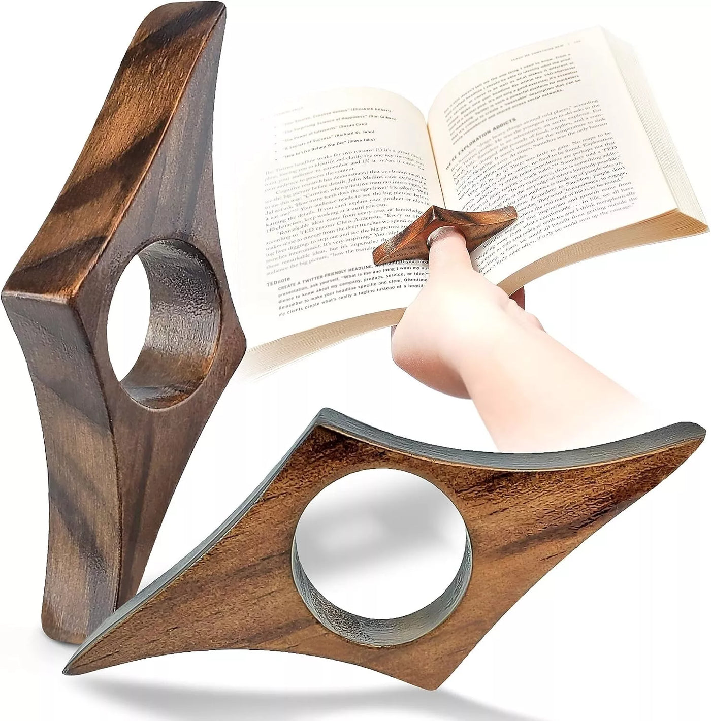 Set of 2 / Wooden Page Holder Handmade Walnut for Book Reading Lovers